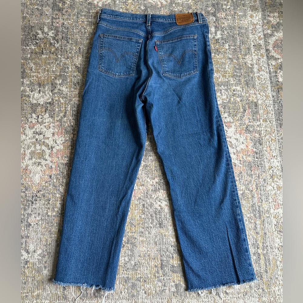 Levi’s Ribcage Straight Blue Jeans Ankle Size 31 High Rise Cropped Denim - Picture 5 of 11